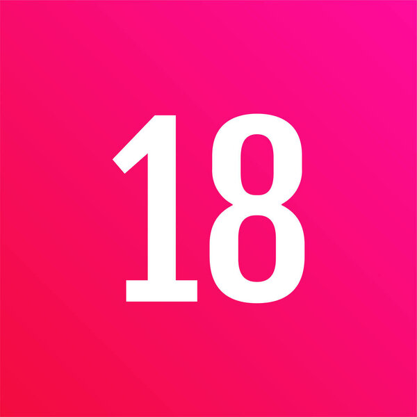 Number 18 icon. flat vector illustration