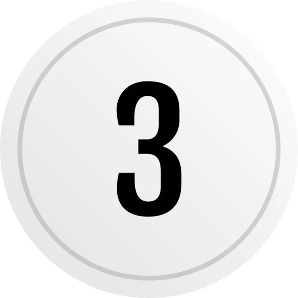 Mathematics Number Three Simple Web Icon Button Three — Stock Vector