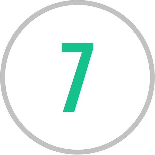 Απλό Νούμερο Επτά Στρογγυλό Κουμπί Αριθμό — Διανυσματικό Αρχείο