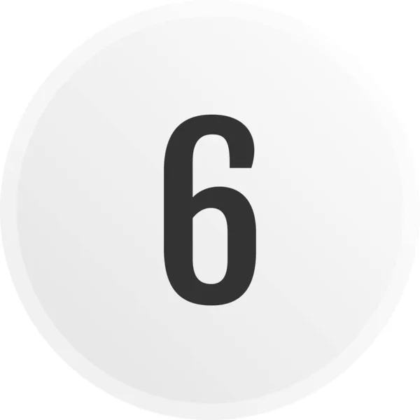 Matemáticas Número Seis Botón Redondo Con Número — Vector de stock