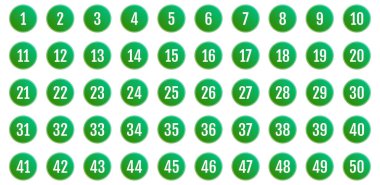 Numara simgesi ayarlandı. 1 'den 50' ye kadar düz vektör çizimi