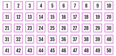 Numara simgesi ayarlandı. 1 'den 50' ye kadar düz vektör çizimi