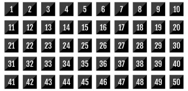 Numara simgesi ayarlandı. 1 'den 50Düz Vektör Resimlemesi