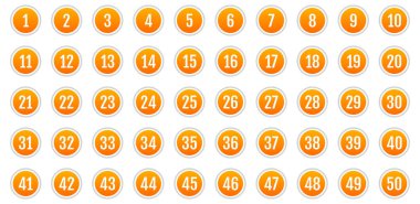 Bir dizi ikon. 1 'den 50' ye kadar düz vektör çizimi