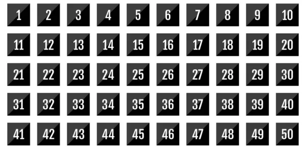 Zahlensymbole Gesetzt Zahlen Von Bis 50Flat Vektor Illustration — Stockvektor