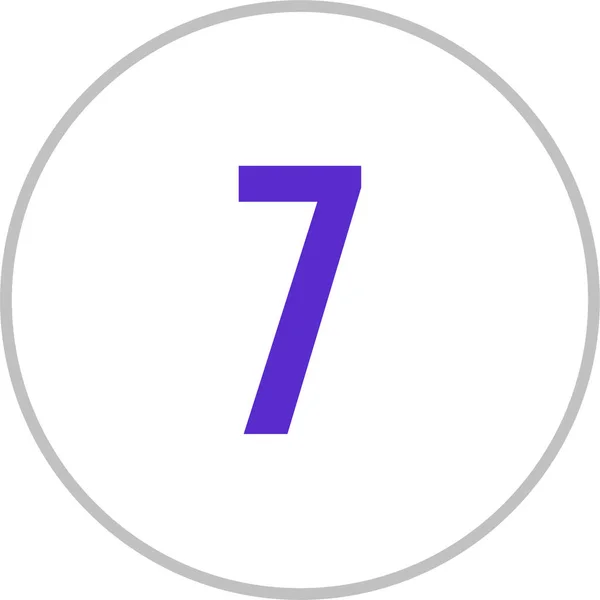 Número Siete Simple Botón Redondo Con Número — Archivo Imágenes Vectoriales
