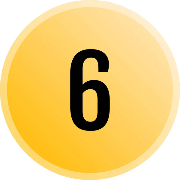 数学6番 6番の丸ボタン — ストックベクタ