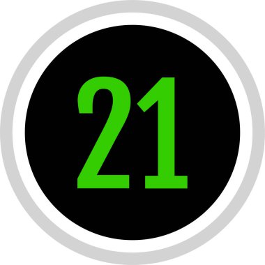 Number 21 icon. flat vector illustration