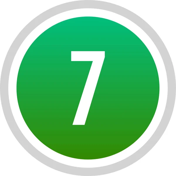Ronde Knop Met Nummer Eenvoudige Nummer Zeven — Stockvector