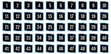 Numara simgesi ayarlandı. 1 'den 50' ye kadar düz vektör çizimi