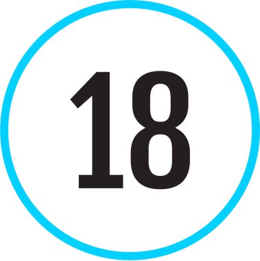 18 numaralı simge, vektör illüstrasyonu      