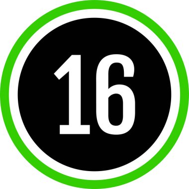 16 numaralı simge vektör illüstrasyonu
