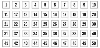 Numara simgesi ayarlandı. 1 'den 50' ye kadar düz vektör çizimi