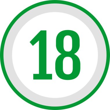 Number 18 icon. flat vector illustration