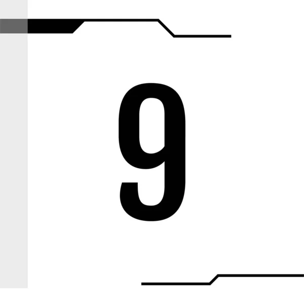 Ikona Číslo9 Plochá Vektorová Ilustrace — Stockový vektor