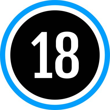 Number 18 icon. flat vector illustration