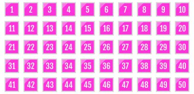 Numara simgesi ayarlandı. 1 'den 50' ye kadar düz vektör çizimi