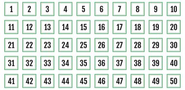 Numara simgesi ayarlandı. 1 'den 50' ye kadar düz vektör çizimi