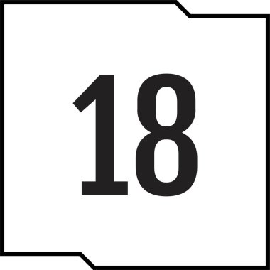 Number 18 icon. flat vector illustration