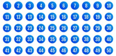 Bir dizi ikon. 1 'den 50' ye kadar düz vektör çizimi