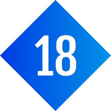 Number 18 icon. flat vector illustration
