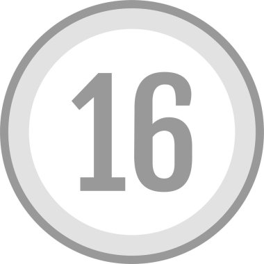 On altı numara. 16 numaralı düğme. Basit web simgesi