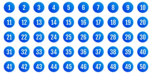 一组数字图标 数字由1至50平方向量图解 — 图库矢量图片