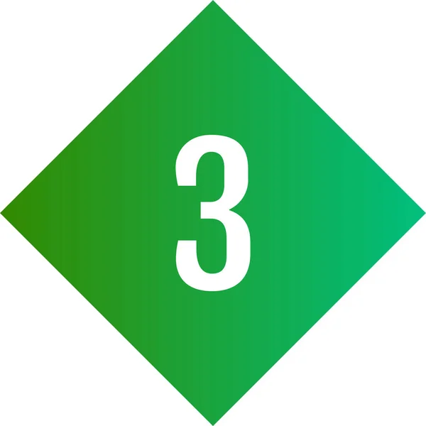 Ikona Web Numer Trzy Przycisk — Wektor stockowy