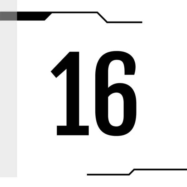 十六号按钮与数字16 简单的Web图标 — 图库矢量图片