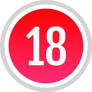 18 numaralı simge, vektör illüstrasyonu