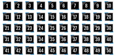 Numara simgesi ayarlandı. 1 'den 50' ye kadar düz vektör çizimi