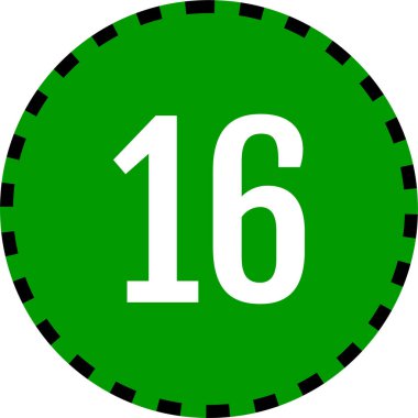 On altı numara. 16 numaralı düğme. Basit web simgesi