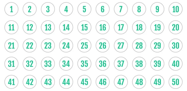 Set Icone Numero Numeri Illustrazione Vettoriale Piatta — Vettoriale Stock