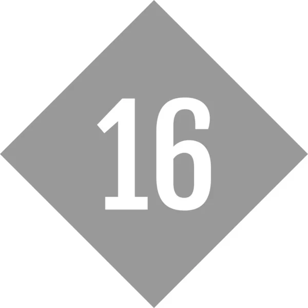 Номер Шестнадцать Кнопка Номером — стоковый вектор