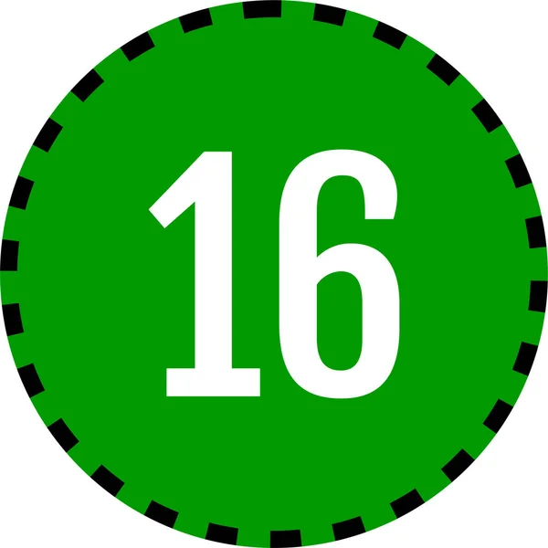 Číslo Šestnáct Tlačítko Číslem Jednoduchá Webová Ikona — Stockový vektor
