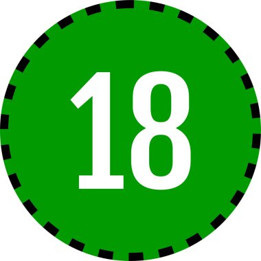 Number 18 icon. flat vector illustration