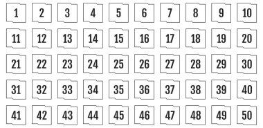 Numara simgesi ayarlandı. 1 'den 50' ye kadar düz vektör çizimi