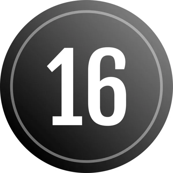 Номер Шістнадцять Кнопка Проста Веб Іконка — стоковий вектор