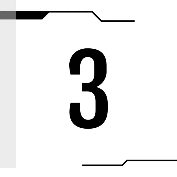 Flache Web Taste Einfache Darstellung Von Nummer Drei — Stockvektor