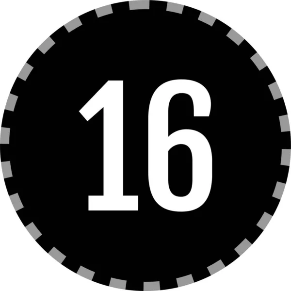 Icono Web Simple Número Dieciséis Botón Redondo Con Número — Vector de stock