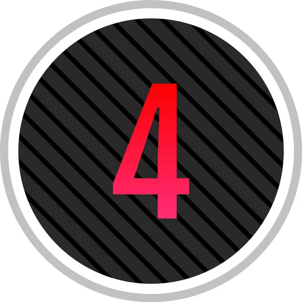 Ilustración Del Número Cuatro Botón Redondo Con Número — Archivo Imágenes Vectoriales