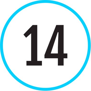 14 numaralı simge, vektör illüstrasyonu      