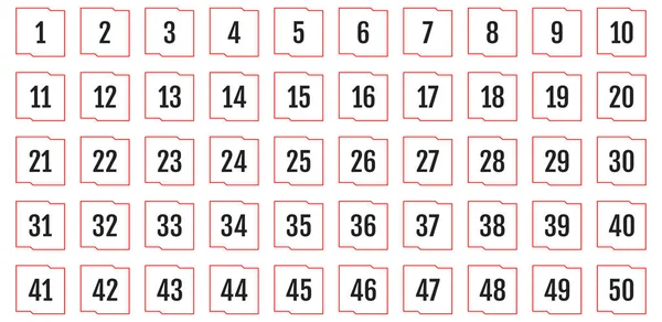 数字图标集 数字由1至50平方向量图解 — 图库矢量图片