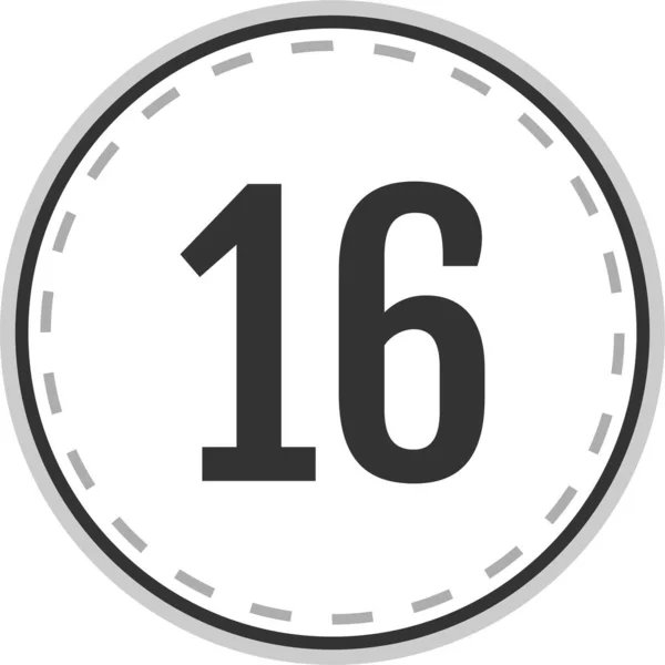 Простий Веб Іконка Номер Шістнадцять Кругла Кнопка Номером — стоковий вектор
