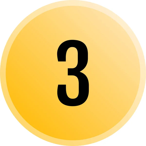 Kulaté Tlačítko Číslem Grafické Znázornění Čísla Tři — Stockový vektor
