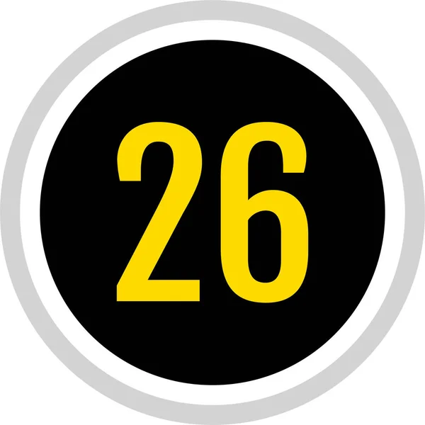 Nummer Sechsundzwanzig Symbol Vektorillustration — Stockvektor