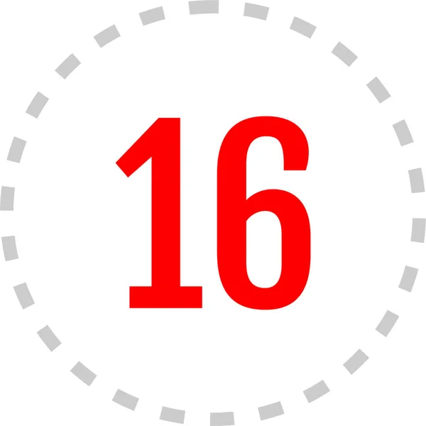 Απλό Εικονίδιο Ιστού Αριθμός Δεκαέξι Στρογγυλό Κουμπί Αριθμό — Διανυσματικό Αρχείο