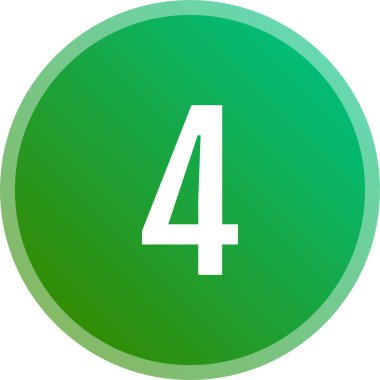 Dört numaranın çizimi. 4 numaralı yuvarlak tuş