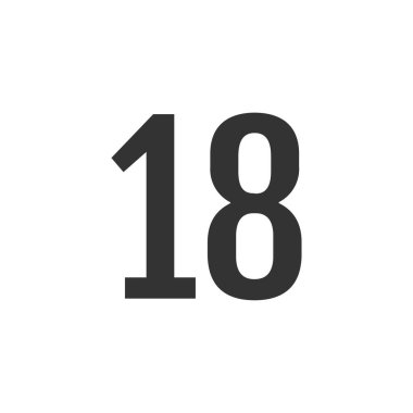 Grafik 18 numara illüstrasyonu, minimal biçim web simgesi 