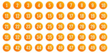 Bir dizi ikon. 1 'den 50' ye kadar düz vektör çizimi